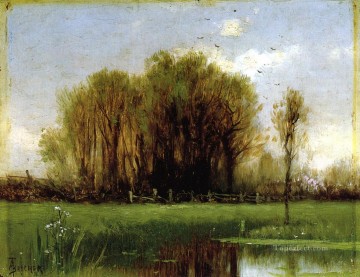 湖池の滝 Painting - 水のある風景 アルフレッド・トンプソン・ブリチャー